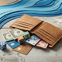 Ilustración 3D de billetera y dinero — presupuesto sostenible